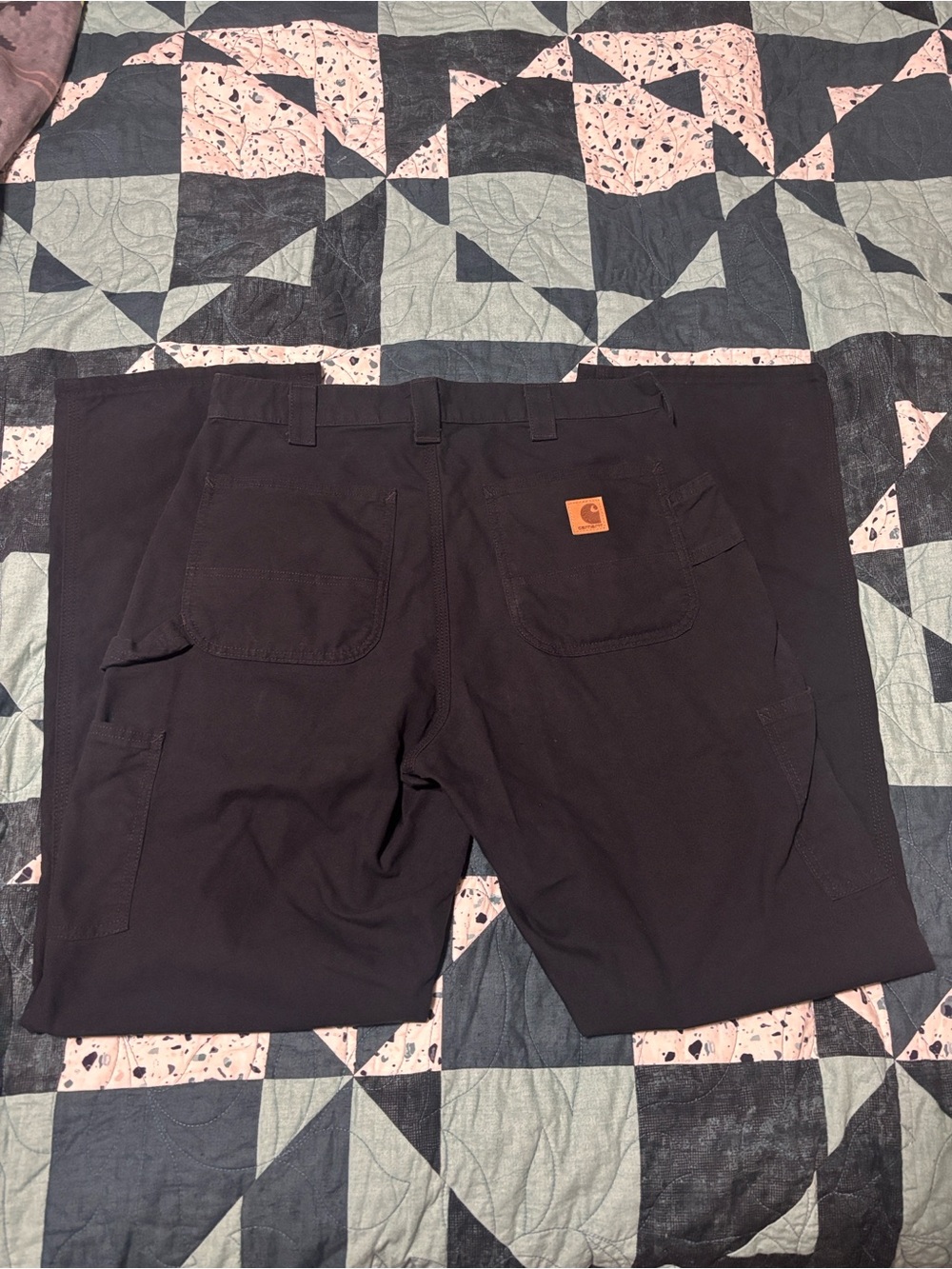 Carhartt Black Men's Cargo Pants with Tan Logo Patch